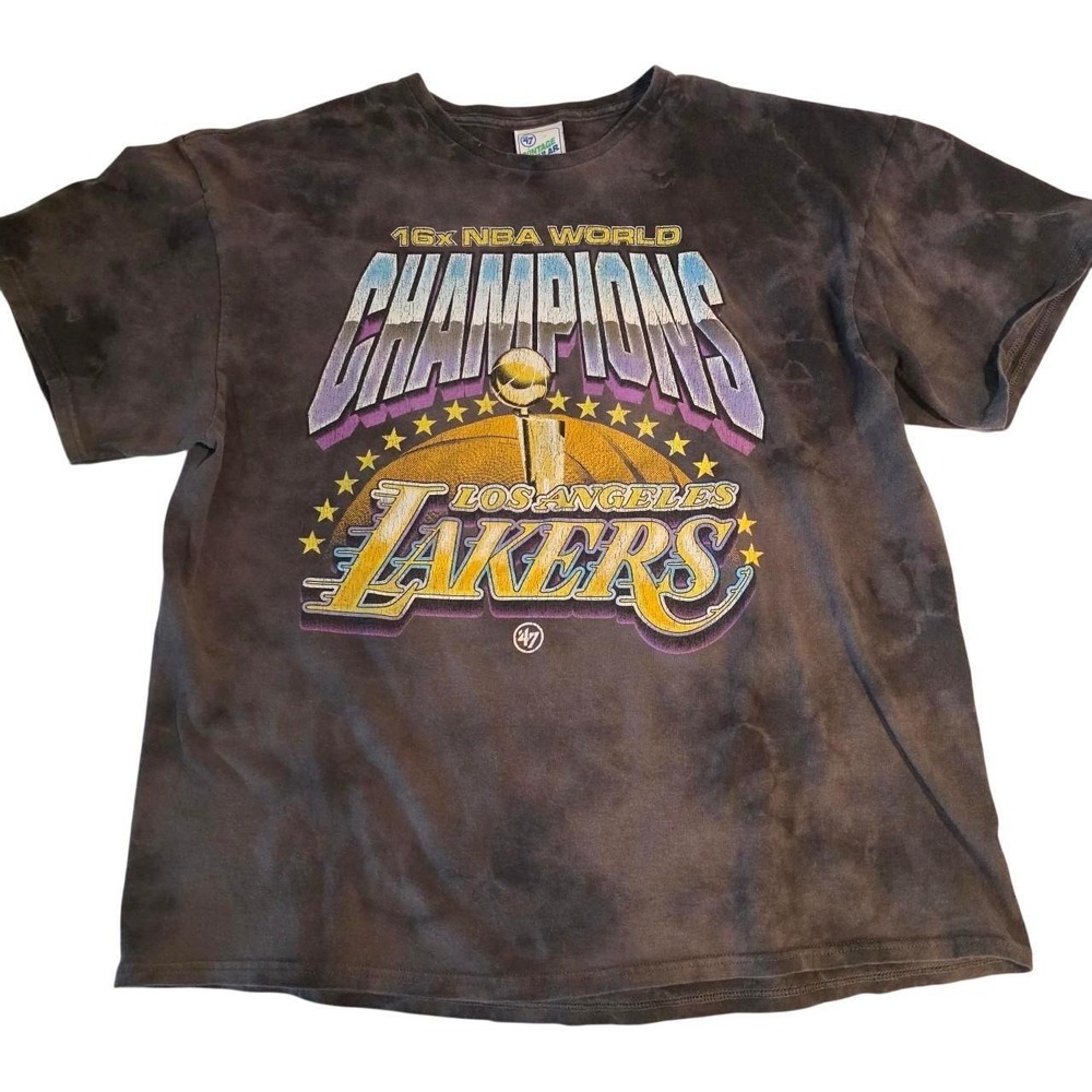 47 Brand Los Angeles Lakers 16x NBA Champions Tie Dye Graphic T-Shirt XL Mens